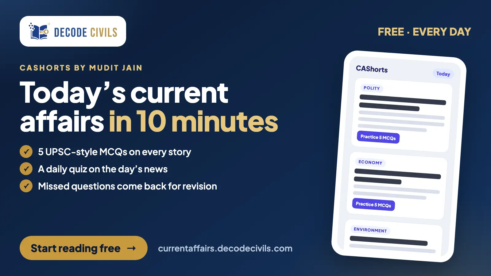 CAShorts: today's current affairs in 10 minutes, free